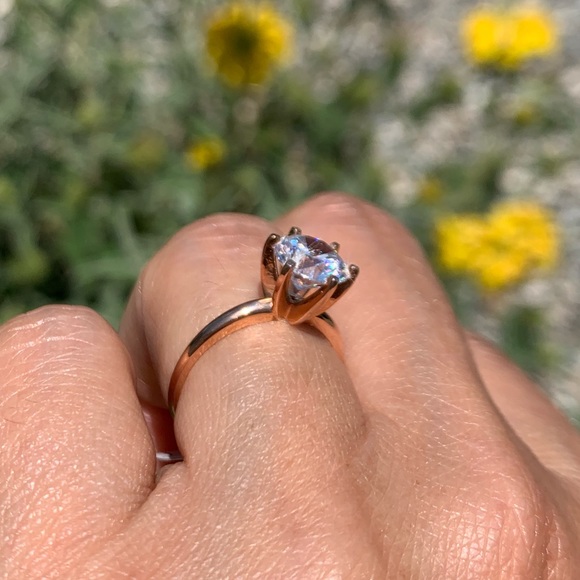14k Rose Gold 2ct Round Engagement Ring 3 4 5 6 7 - Picture 5 of 11